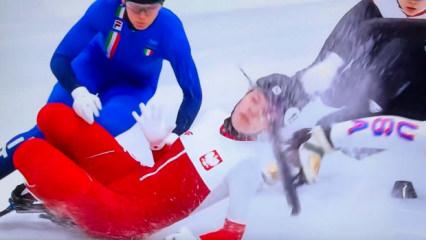 Dehşet anları: Polonyalı sporcunun y&uuml;z&uuml; paten bı&ccedil;ağıyla kesildi
