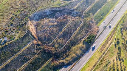 İzmir - İstanbul otoyolunda korkutan heyelan! 