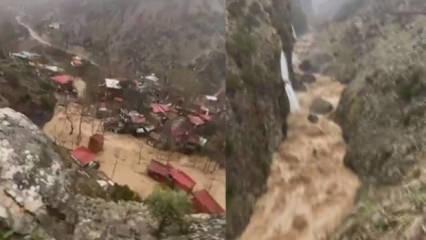 Kayseri'de korkutan tablo: Sel bir mahalleyi yuttu!