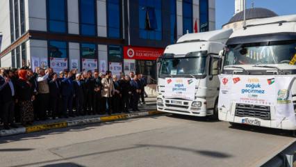 Sultanbeyli&rsquo;de STK&rsquo;lar Gazze, Sudan ve Suriye&rsquo;ye 5 tır yardım g&ouml;nderdi