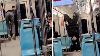Bursa metrosunda tehlikeli oyun: Gen&ccedil;lerin taklaları kamerada