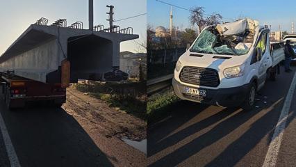 Korkun&ccedil; kaza: Beton y&uuml;kl&uuml; tıra saplandı! 1 &ouml;l&uuml;