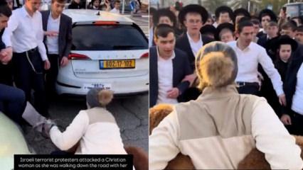 Kud&uuml;s'te yerleşimcilerden Hıristiyan kadına taciz!