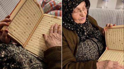 Kur'an'ı kalbiyle okudu: Yaşlı kadının samimiyeti sosyal medyaya damga vurdu
