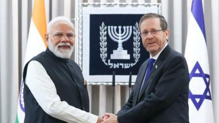 Hint Başbakan Modi, 9 yıl sonra İsrail'de! Cumhurbaşkanı Herzog ile g&ouml;r&uuml;şt&uuml;