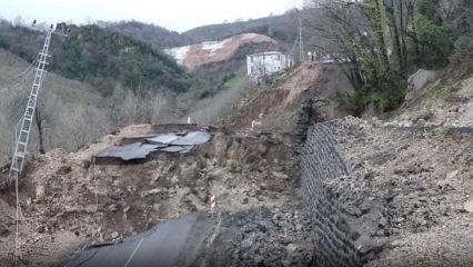 Ordu'da heyelan: İstinat duvarı yıkıldı, yol &ccedil;&ouml;kt&uuml;