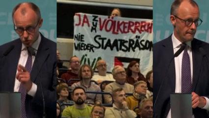 Alman Başbakan'dan Filistin pankartına tepki: Biz İsrail'in yanındayız!