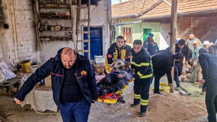 &Ccedil;orum'da facia: Kardeşlerden biri g&ouml;&ccedil;&uuml;k altında kaldı, diğerinin parmakları koptu