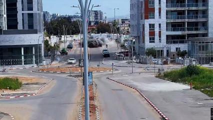 İsrail'e d&uuml;şen İran f&uuml;zesi kameralara yansıdı