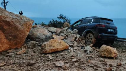 Mersin-Antalya karayolunda heyelan! Facia ucuz atlatıldı