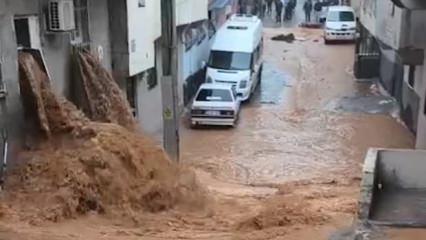 Şanlıurfa&rsquo;da sağanak nedeniyle cadde ve sokaklar g&ouml;le d&ouml;nd&uuml;