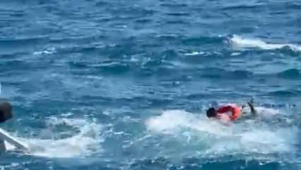 Denizde can pazarı! 3 saat kurtarılmayı bekledi, devriyedeki polisler fark etti!