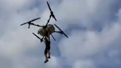 Hemşehrisine &ouml;zenen &ccedil;ift&ccedil;i, dronla yere &ccedil;akıldı