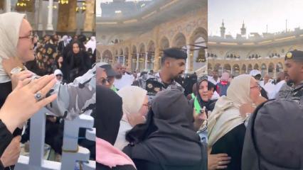 Kabe'nin &ouml;rt&uuml;s&uuml;n&uuml; makasla kesmeye &ccedil;alışan T&uuml;rk hacı g&ouml;zaltına alındı!