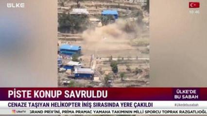Nepal'de cenaze taşıyan helikopterin yere &ccedil;akıldığı anlar ortaya &ccedil;ıktı