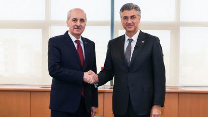 TBMM Başkanı Kurtulmuş, Hırvatistan Başbakanı Plenkovic ile g&ouml;r&uuml;şt&uuml;
