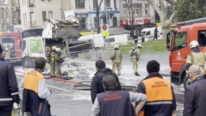 Fatih'te &ccedil;&ouml;p kamyonu patladı: Cadde trafiğe kapatıldı!