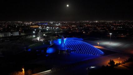 Konya&rsquo;da dikkat &ccedil;eken g&ouml;r&uuml;nt&uuml;: Simge yapılar maviye b&uuml;r&uuml;nd&uuml;