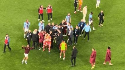 Ma&ccedil; bitti saha karıştı! Galatasaray'ın yıldızı kırmızı kart g&ouml;rd&uuml;