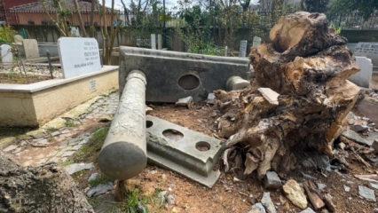 Sarıyer&rsquo;de İBB&rsquo;ye mezarlık isyanı: Dilek&ccedil;eler &ccedil;&ouml;pe, kabirler enkaza d&ouml;nd&uuml;