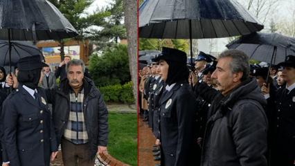 Diyarbakır'da vatandaşlar yağmurda ıslanan polislere şemsiye tuttu! O anlar kamerada