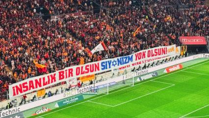 Galatasaray taraftarlarından anlamlı pankart! 'Siyonizm yok olsun'