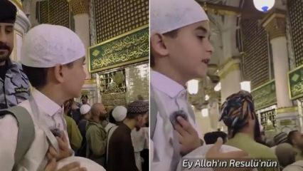 Mescid-i Nebevi'de duygulandıran selamlaşma: Kabe İmamı Yemenli &ccedil;ocuğu davet etti