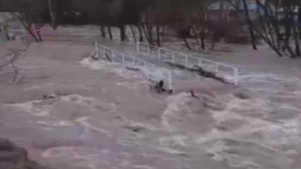 Kızılırmak taştı, k&ouml;yde ev ve ahırları su bastı