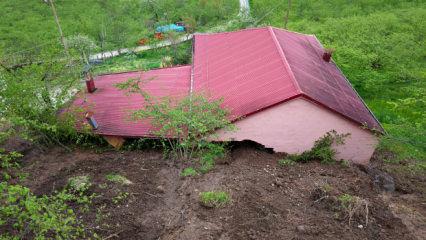 Misafirliğe gitti, heyelandan kurtuldu