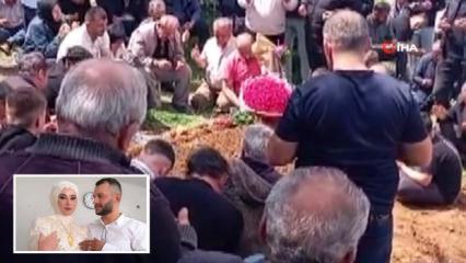 Mutluluk yarım kaldı: Gelin &ccedil;i&ccedil;eği mezara bırakıldı