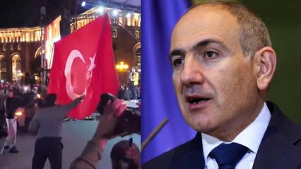 Erivan'da T&uuml;rk bayrağı yakıldı! Paşinyan'dan kınama