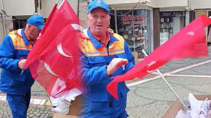 1 Mayıs kutlamalarında tepki &ccedil;eken g&ouml;r&uuml;nt&uuml;: T&uuml;rk bayraklarını &ccedil;&ouml;pe atmışlar!