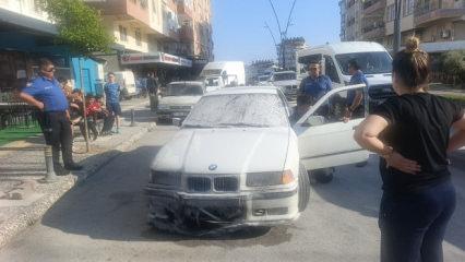 Antalya'da korku dolu anlar: Patlayıp alev topuna d&ouml;nen ara&ccedil;tan canlarını zor kurtardılar