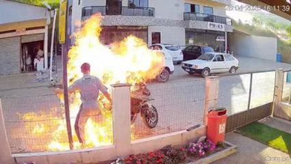 Brezilya'da motosikletini yakmak isteyen &ouml;fkeli oğul annesini alevler i&ccedil;inde bıraktı
