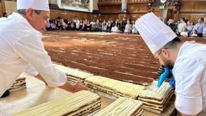 Guinness D&uuml;nya Rekorları'na girdi: "D&uuml;nyanın en uzun tiramisu" rekoru İngiltere'den geldi