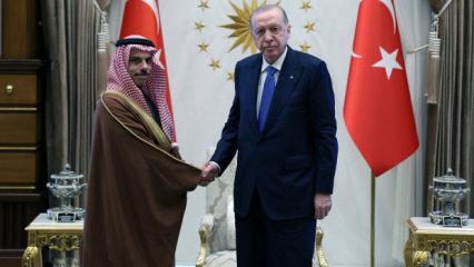 Cumhurbaşkanı Erdoğan, Suudi Arabistan Dışişleri Bakanı bin Ferhan'ı kabul etti