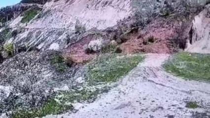 Tokat'ta heyelan g&uuml;venlik kamerasına yansıdı