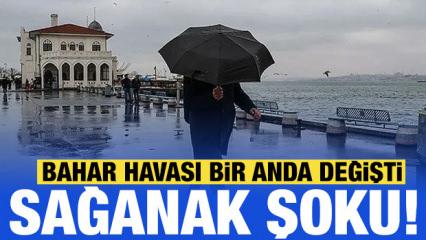 İstanbul'da bahar havası bir anda sağanağa d&ouml;nd&uuml;: Trafikte zor anlar...