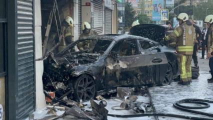 İstanbul'da l&uuml;ks ara&ccedil; d&uuml;kkana girdi: 2 yaralı