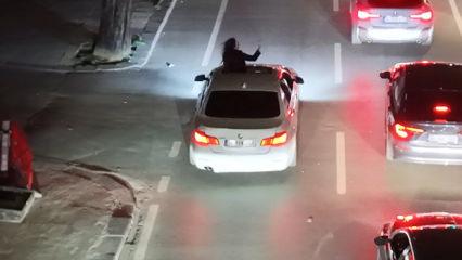 Kadık&ouml;y'de sunrooftan &ccedil;ıkan s&uuml;r&uuml;c&uuml; ceza yiyince beddua etti