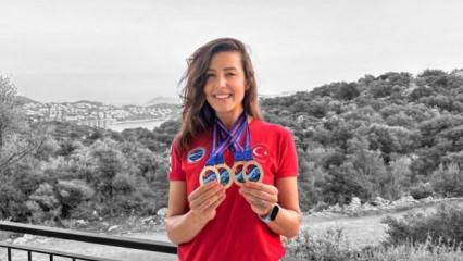 Milli sporcu Birg&uuml;l Erken, T&uuml;rk spor tarihine ge&ccedil;ti! Buzun altında d&uuml;nya rekoru kırdı