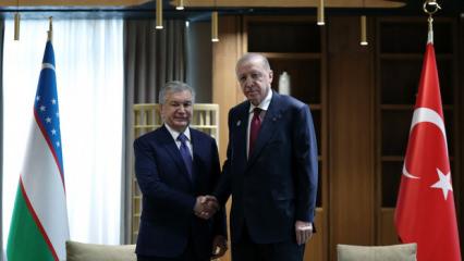 Son dakika: Erdoğan, Mirziyoyev ile g&ouml;r&uuml;şt&uuml;!