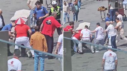 Taksim&rsquo;in g&ouml;beğinde meydan dayağı: D&ouml;nerciler, vatandaşı tekme tokat d&ouml;vd&uuml;
