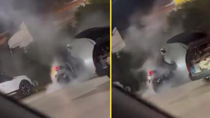 Akaryakıt istasyonunda akılalmaz şov kamerada