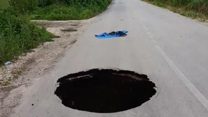 Tokat'ta korkutan manzara: Yol &ccedil;&ouml;kt&uuml;, trafiğe kapatıldı!