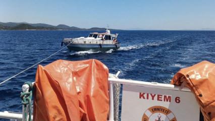 Bodrum'da korku dolu anlar: S&uuml;r&uuml;klenen tekne kurtarıldı!