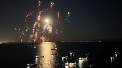 İstanbul'un fethinin 573. yıl d&ouml;n&uuml;m&uuml;nde dronlu ışık g&ouml;sterisi