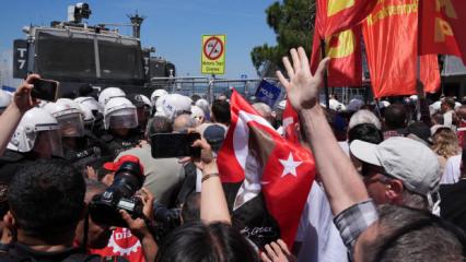 &Ouml;zg&uuml;r &Ouml;zel, valiliği dinlemedi: İzmir'de miting &ouml;ncesi arbede yaşandı