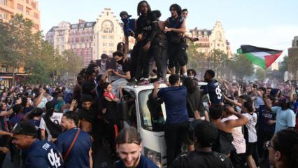 Paris'te şampiyonluk Filistin bayrağıyla kutlandı!
