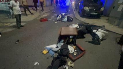 &Ccedil;orlu'da 2 kişinin yaralandığı kavga anı kamerada